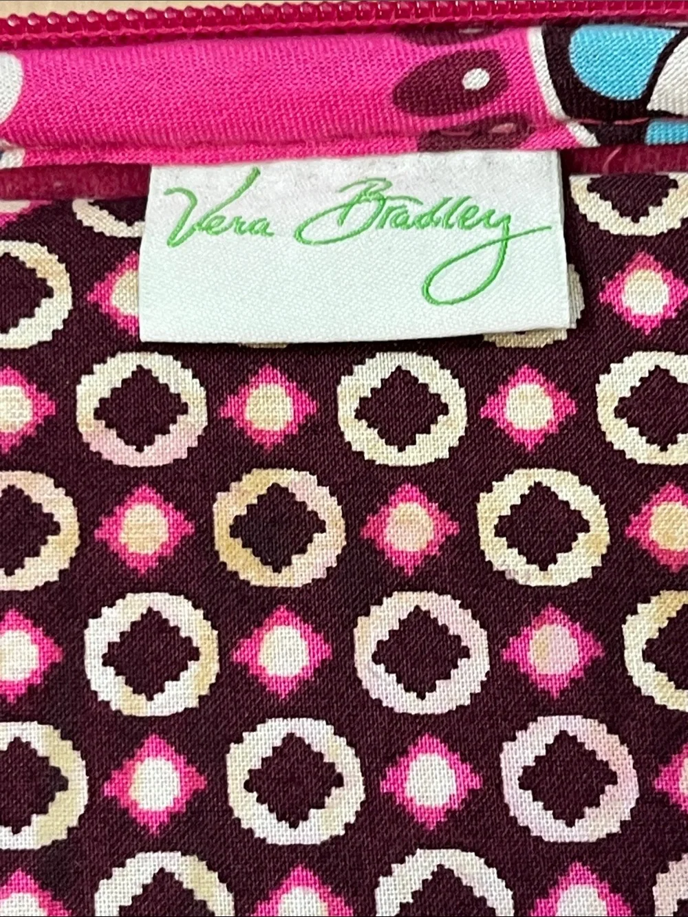 Vera Bradley Pink Cupcake Hard Shell Laptop Travel Bag Quilted Cotton w/ Strap